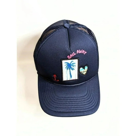 Kerri Rosenthal Women's Patch Stripes Trucker Hat in Navy (MSRP $48) - Picture 4 of 7